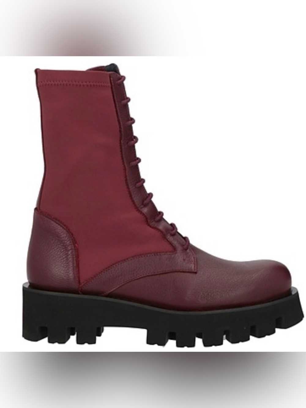 Paloma Barceló Ahrem Omega Burgundy Leather Combat Boots NIB Sz 8.5 Spain